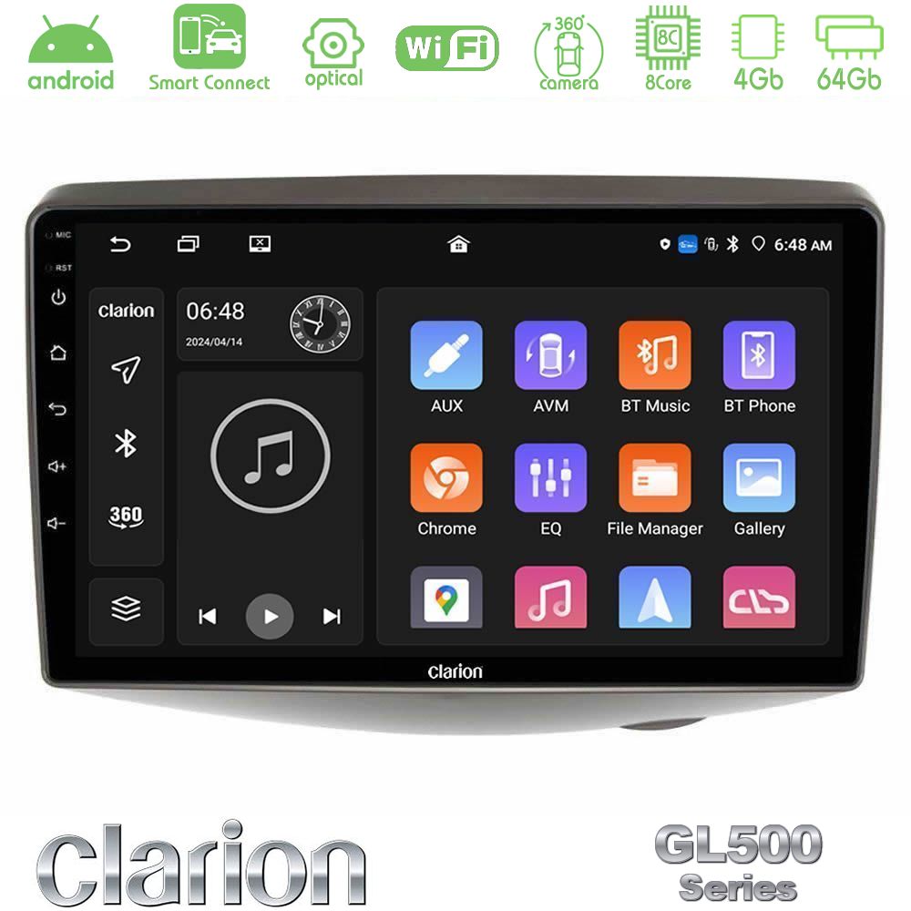 Clarion GL500 Series 8Core Android ClarionOS 4+64GB Toyota Yaris 1999 - 2006 Navigation Multimedia Tablet 9"