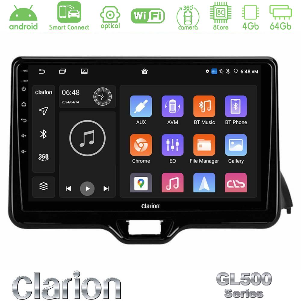 Clarion GL500 Series 8Core Android ClarionOS 4+64GB Toyota Yaris 2020-> Navigation Multimedia Tablet 10"