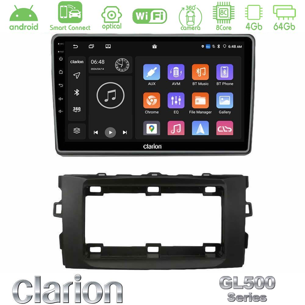 Clarion GL500 Series 8Core Android ClarionOS 4+64GB Toyota Auris 2013-2016 Navigation Multimedia Tablet 10"
