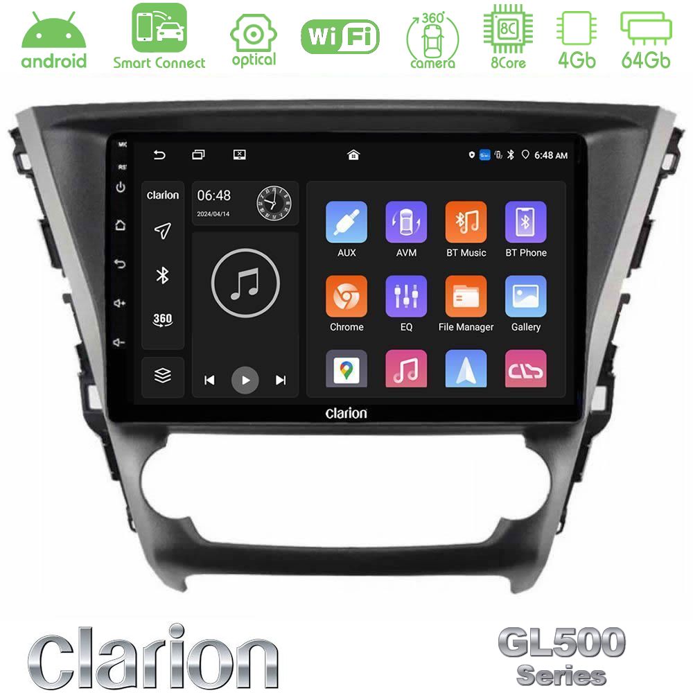 Clarion GL500 Series 8Core Android ClarionOS 4+64GB Toyota Avensis 2015-2018 Navigation Multimedia Tablet 9"