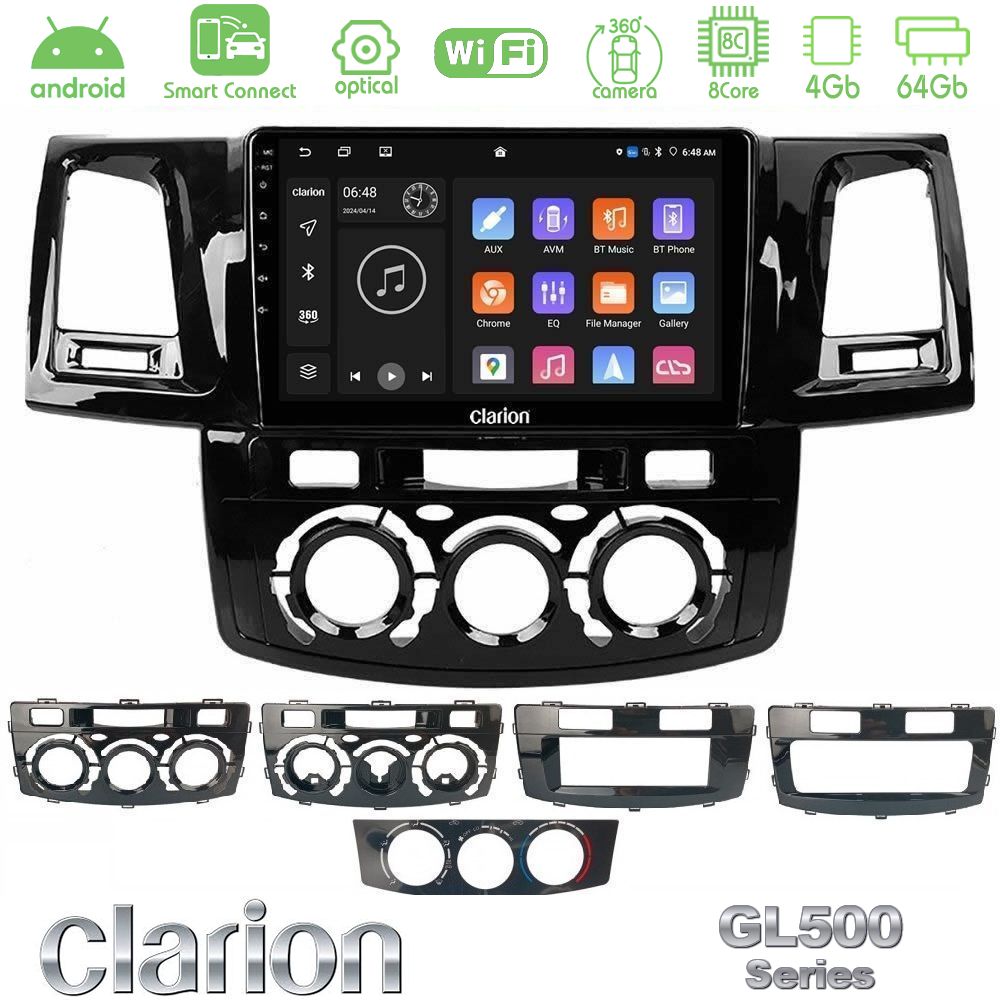 Clarion GL500 Series 8Core Android ClarionOS 4+64GB Toyota Hilux 2007-2016 Navigation Multimedia Tablet 9"