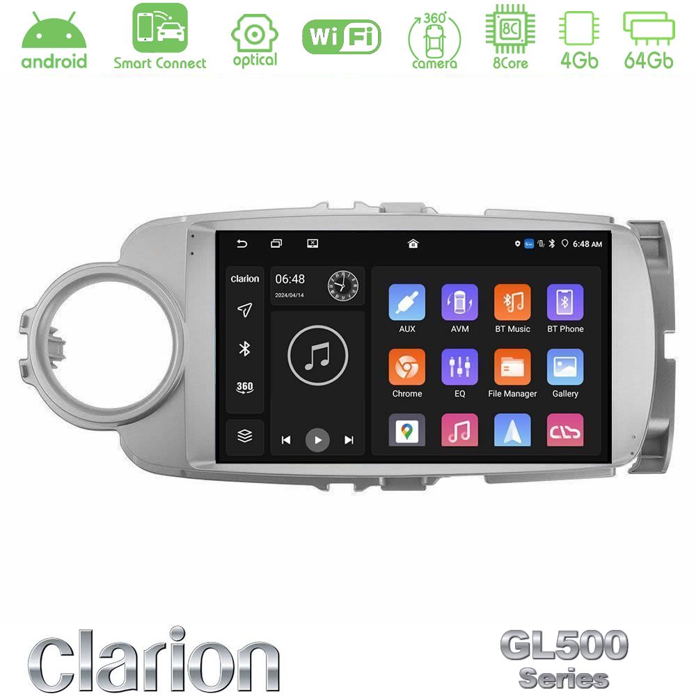 Clarion GL500 Series 8Core Android ClarionOS 4+64GB Toyota Yaris Navigation Multimedia Tablet 9"