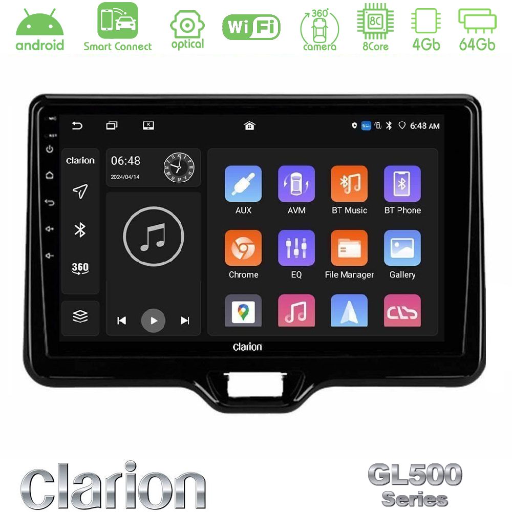 Clarion GL500 Series 8Core Android ClarionOS 4+64GB Toyota Yaris Cross RHD 2020-> (Low Version) Navigation Multimedia Tablet 9"