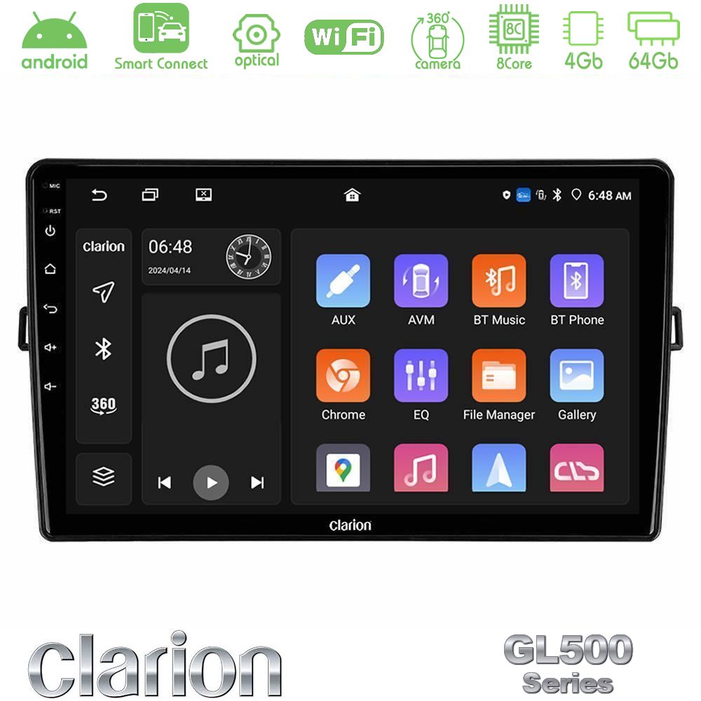 Clarion GL500 Series 8Core Android ClarionOS 4+64GB Toyota Auris Navigation Multimedia Tablet 10"