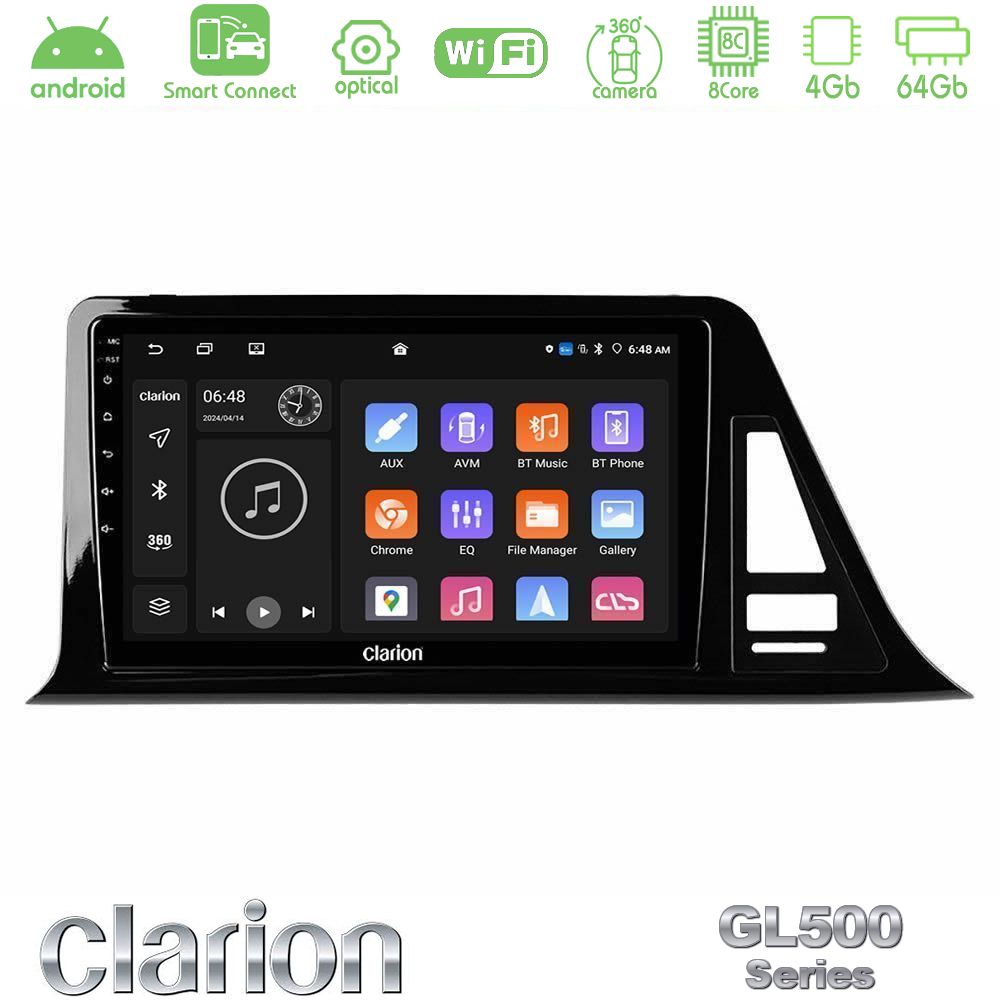 Clarion GL500 Series 8Core Android ClarionOS 4+64GB Toyota CH-R (Χωρίς Εργ.Οθόνη) Navigation Multimedia Tablet 9"