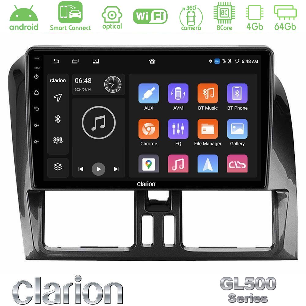 Clarion GL500 Series 8Core Android ClarionOS 4+64GB Volvo XC60 2009-2012 Navigation Multimedia Tablet 9"