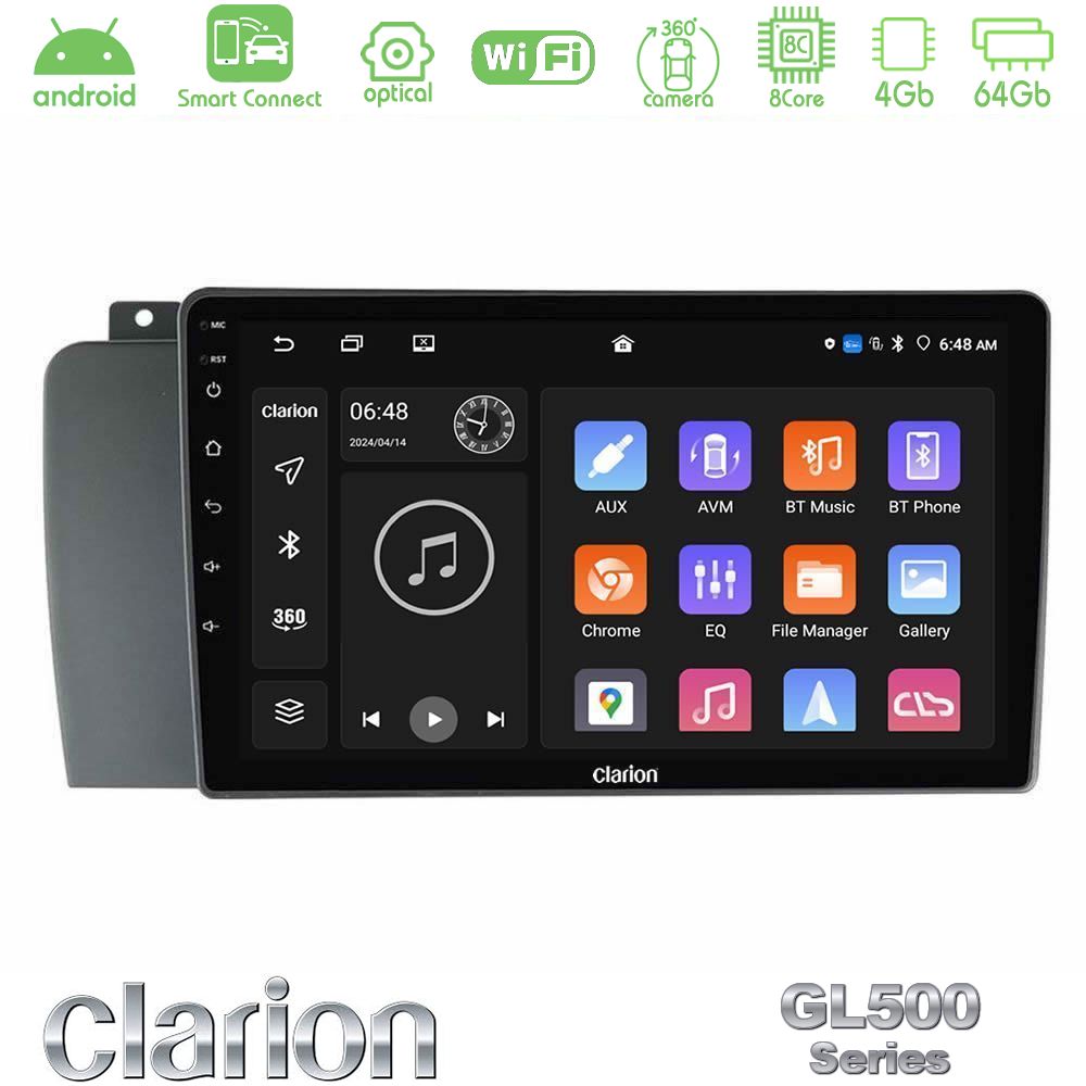 Clarion GL500 Series 8Core Android ClarionOS 4+64GB Volvo S60 2004-2009 Navigation Multimedia Tablet 9"
