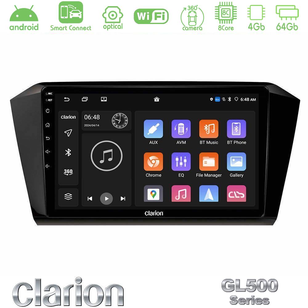 Clarion GL500 Series 8Core Android ClarionOS 4+64GB VW Passat Navigation Multimedia Tablet 10"