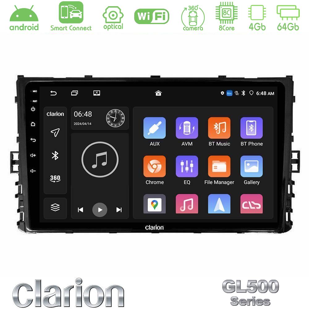 Clarion GL500 Series 8Core Android ClarionOS 4+64GB VW MQB 2017-> Navigation Multimedia Tablet 9"