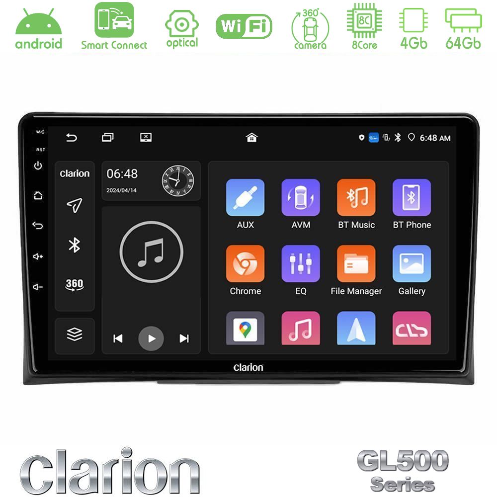 Clarion GL500 Series 8Core Android ClarionOS 4+64GB VW Transporter 2003-2015 Navigation Multimedia Tablet 9"