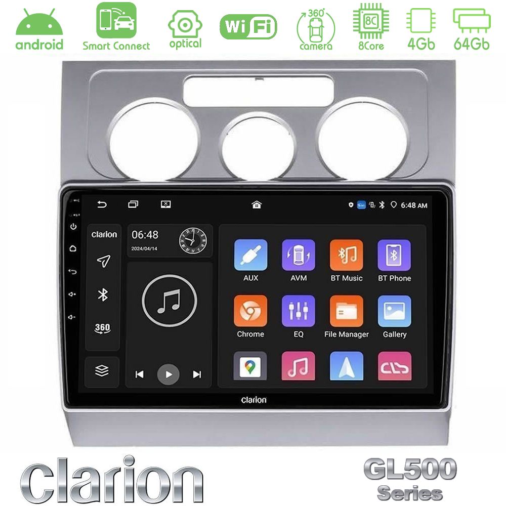Clarion GL500 Series 8Core Android ClarionOS 4+64GB VW Touran 2003-2011 Navigation Multimedia Tablet 10"