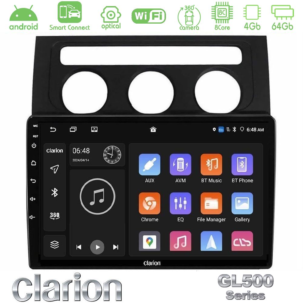 Clarion GL500 Series 8Core Android ClarionOS 4+64GB VW Touran 2003-2011 Navigation Multimedia Tablet 10"