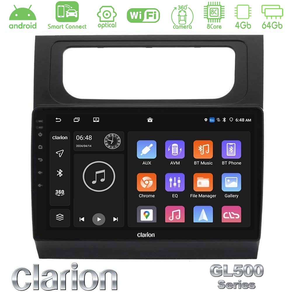 Clarion GL500 Series 8Core Android ClarionOS 4+64GB VW Touran 2011-2015 Navigation Multimedia Tablet 10"