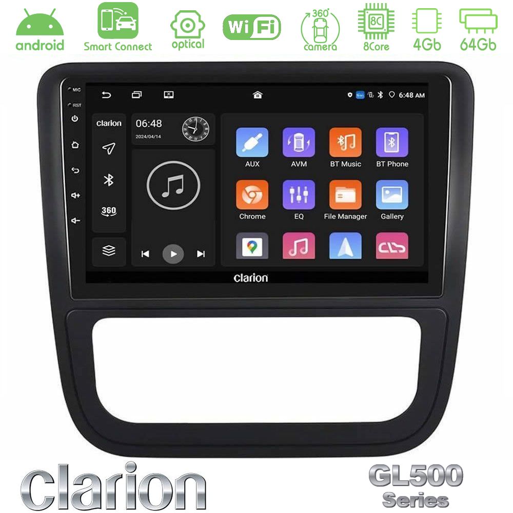 Clarion GL500 Series 8Core Android ClarionOS 4+64GB VW Scirocco 2008-2014 Navigation Multimedia Tablet 9" (Μαύρο Χρώμα)