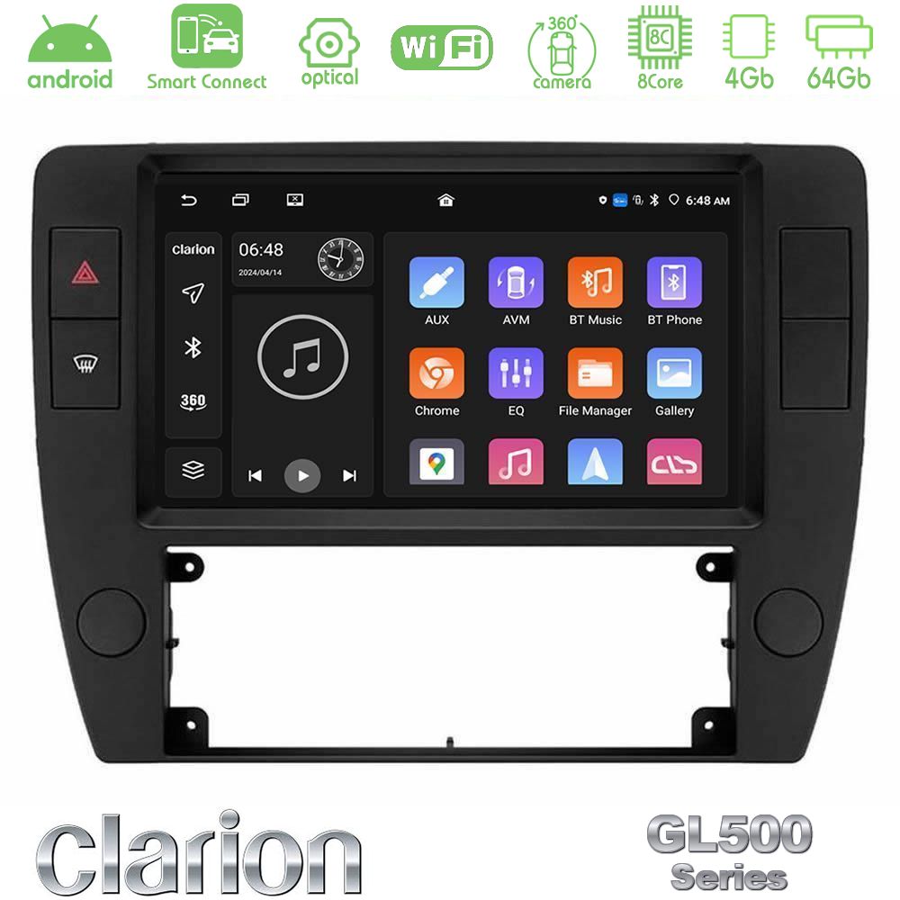 Clarion GL500 Series 8Core Android ClarionOS 4+64GB VW Passat B5 2001-2005 Navigation Multimedia Tablet 9"