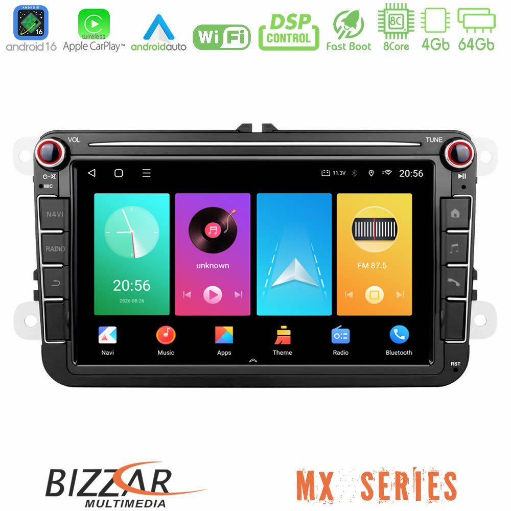 Bizzar MX Series VW Group 8core Android16 4+64GB Navigation Multimedia Deckless 8" με Carplay/AndroidAuto (OEM Style)