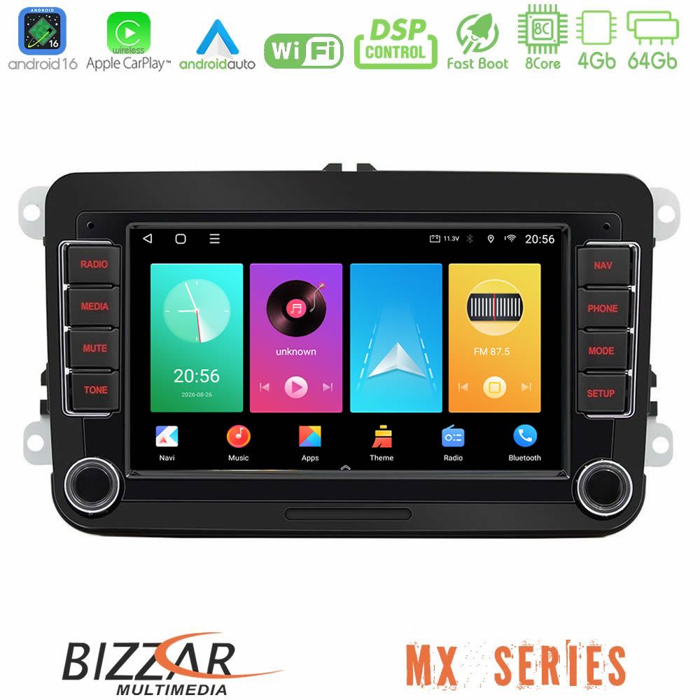 Bizzar MX Series VW Group 8core Android16 4+64GB Navigation Multimedia Deckless 7" με Carplay/AndroidAuto (OEM Style)