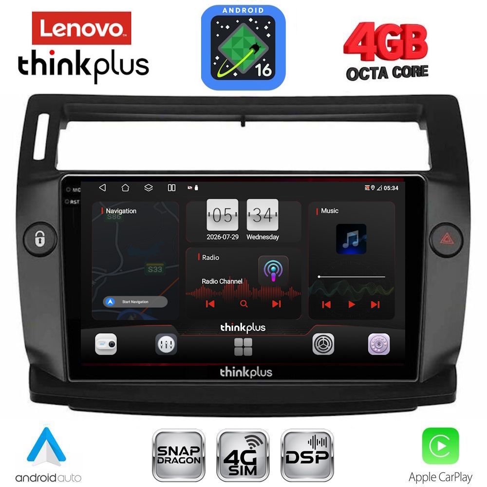 LENOVO LTG 7084BL_CPA (9inc) MULTIMEDIA TABLET for CITROEN C4 mod. 2004-2011 (BLACK)