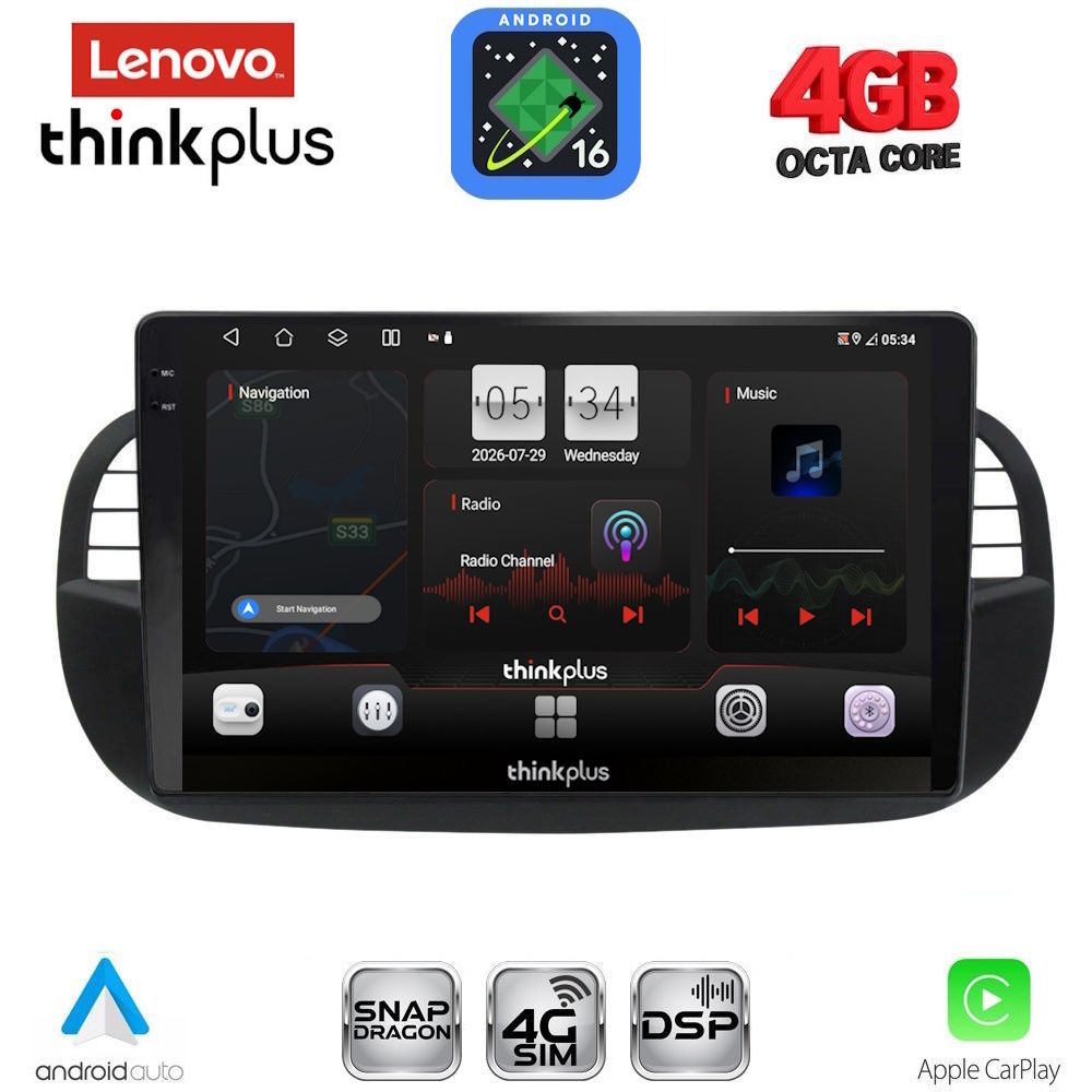 LENOVO LTG 7130BL_CPA (9inc) MULTIMEDIA TABLET for FIAT 500 mod. 2007-2015 (BLACK)
