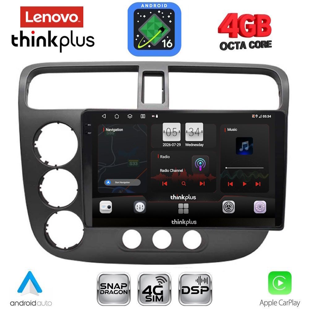 LENOVO LTG 7187_CPA (9inc) MULTIMEDIA TABLET for HONDA CIVIC 4D mod. 2001-2006