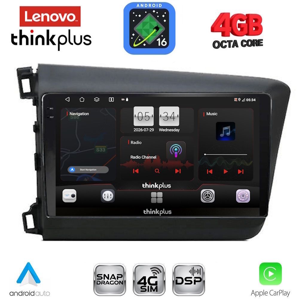 LENOVO LTG 71904D_CPA (9inc) MULTIMEDIA TABLET for HONDA CIVIC 4Doors mod. 2012-2016