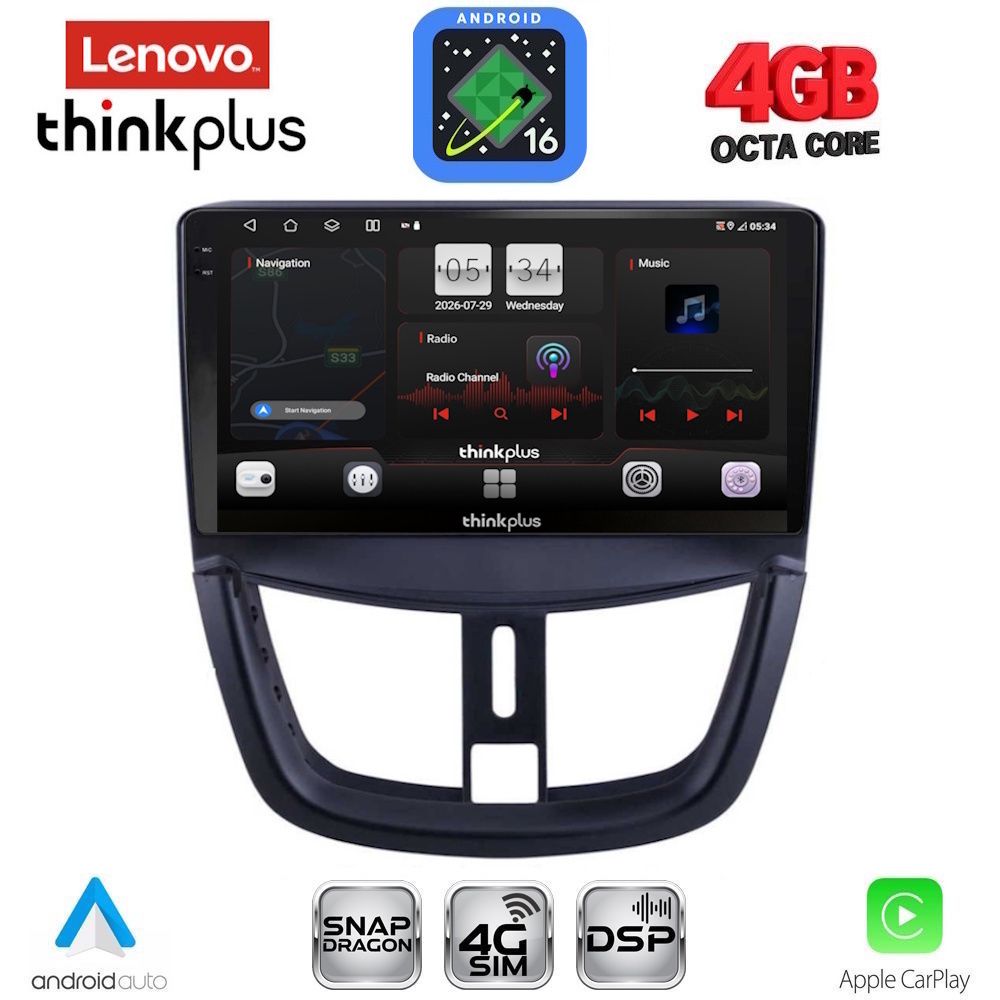 LENOVO LTG 7507_CPA (9inc) MULTIMEDIA TABLET for PEUGEOT 207 mod. 2007-2020
