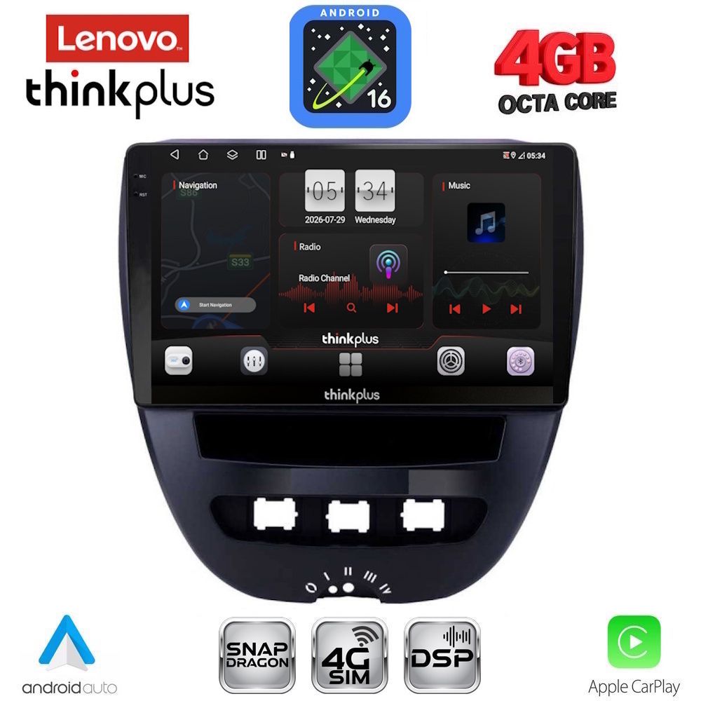LENOVO LTG 7707_CPA (10inc) MULTIMEDIA TABLET for CITROEN C1-PEUGEOT 107-TOYOTA AYGO mod. 2005-2014