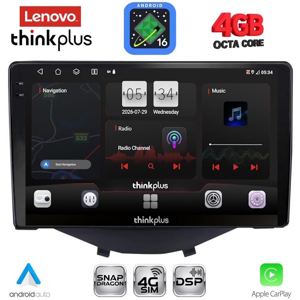 LENOVO LTG 7715_CPA CLIMA-A/C (9inc) MULTIMEDIA TABLET for CITROEN C1-PEUGEOT 108-TOYOTA AYGO mod. 2014-2022