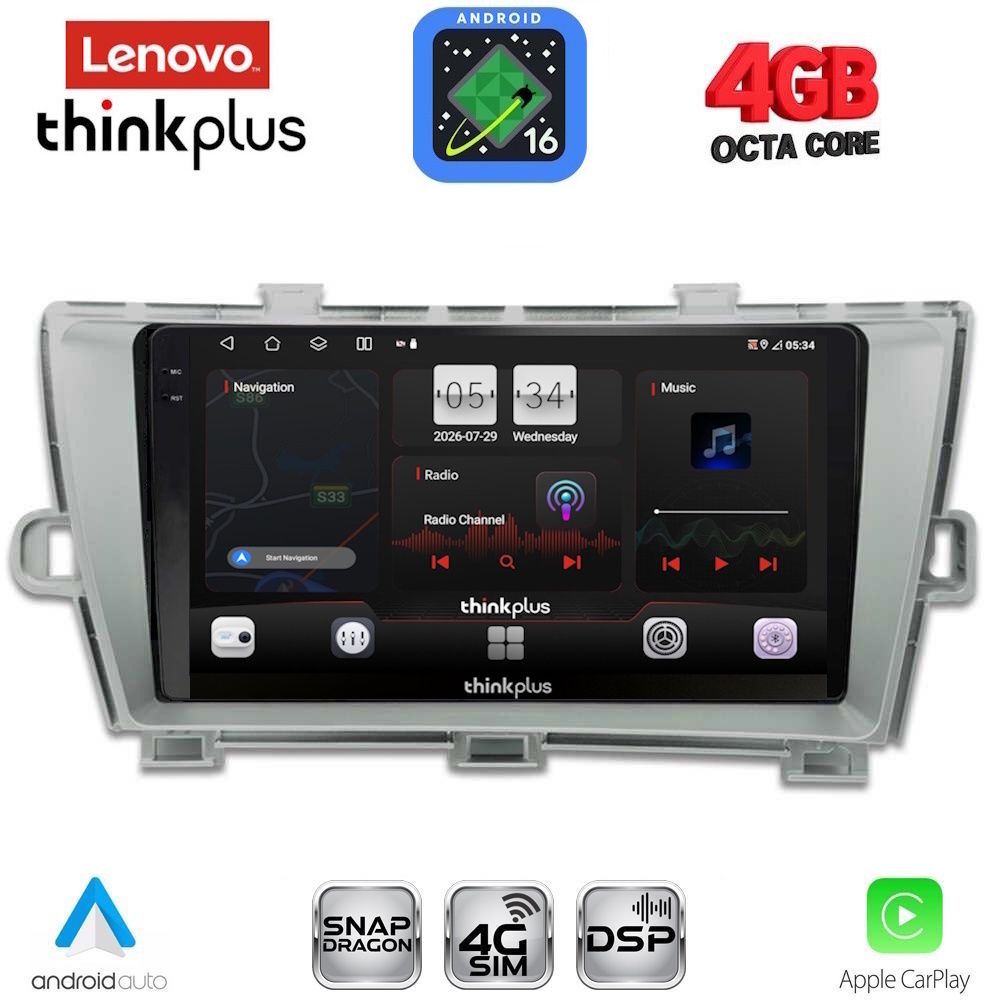 LENOVO LTG 7726SL_CPA (9inc) MULTIMEDIA TABLET for TOYOTA PRIUS mod. 2009-2015 (SILVER)