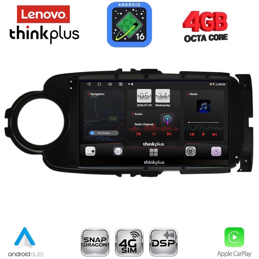 LENOVO LTG 7737BL_CPA (9inc) MULTIMEDIA TABLET for TOYOTA YARIS mod. 2011-2015 (BLACK)