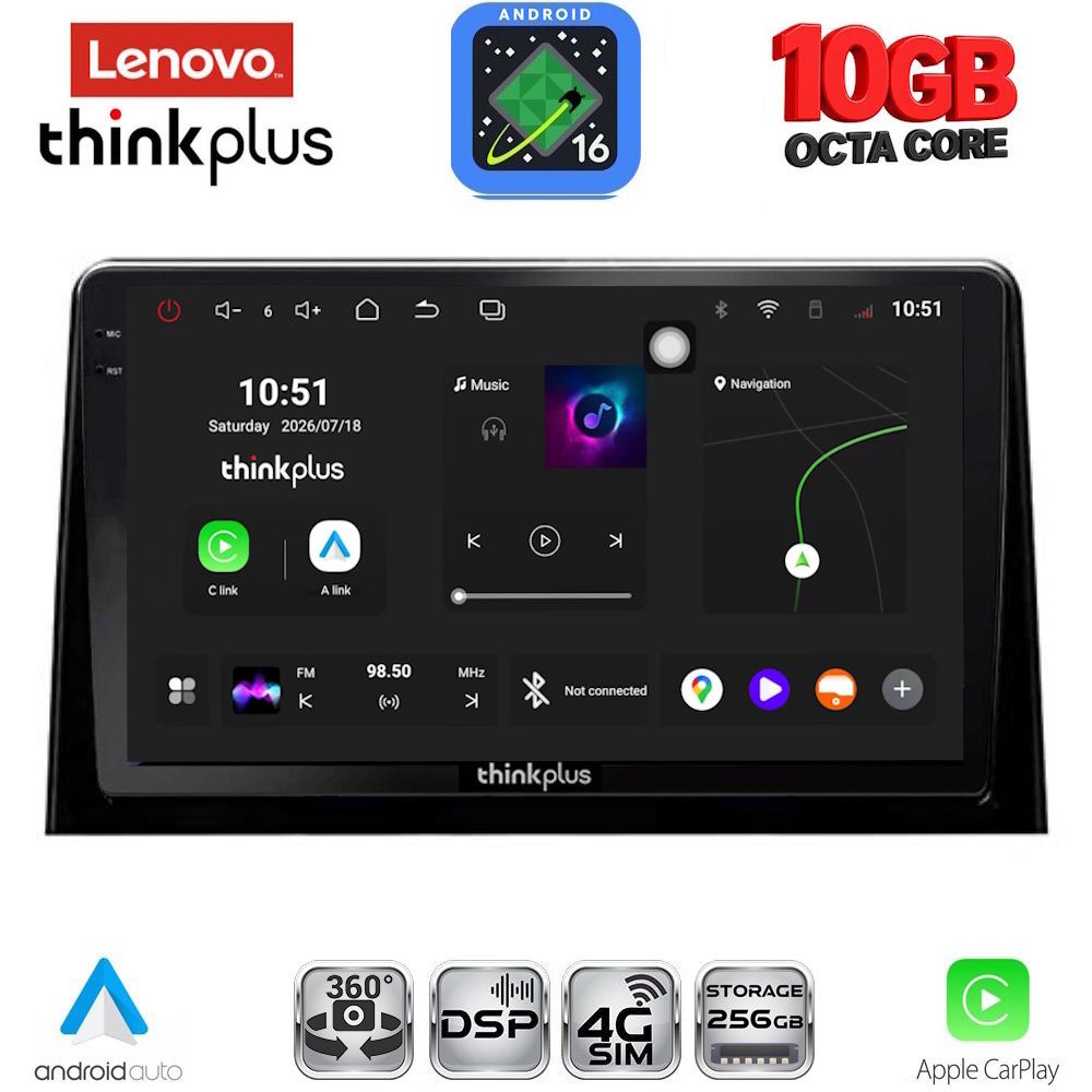 LENOVO LTM 11082_CPA (10inc) MULTIMEDIA TABLET for CITROEN BERLINGO – OPEL COMBO – PEUGEOT PARTNER – TOYOTA PROACE mod. 2018-2026 - FIAT DOBLO mod. 2022-2026