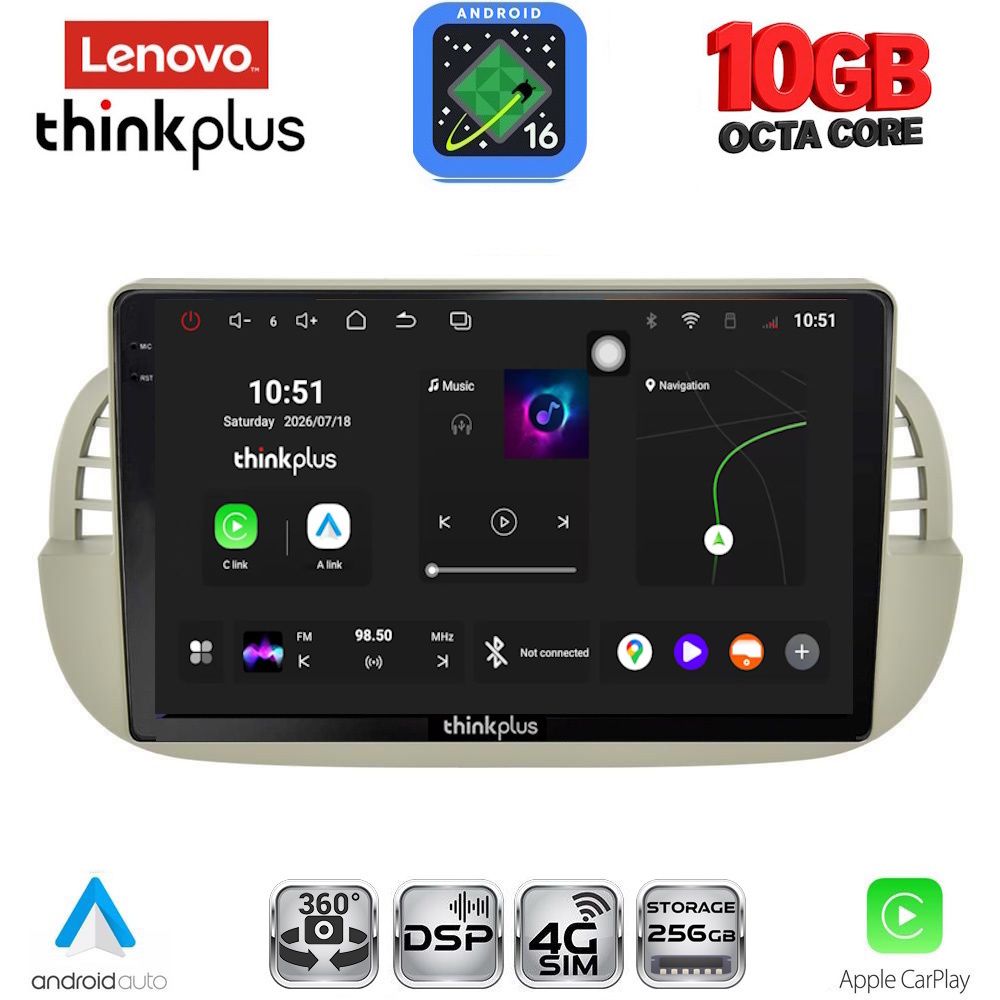 LENOVO LTM 11130BG_CPA (9inc) MULTIMEDIA TABLET for FIAT 500 mod. 2007-2015 (BEIGE)