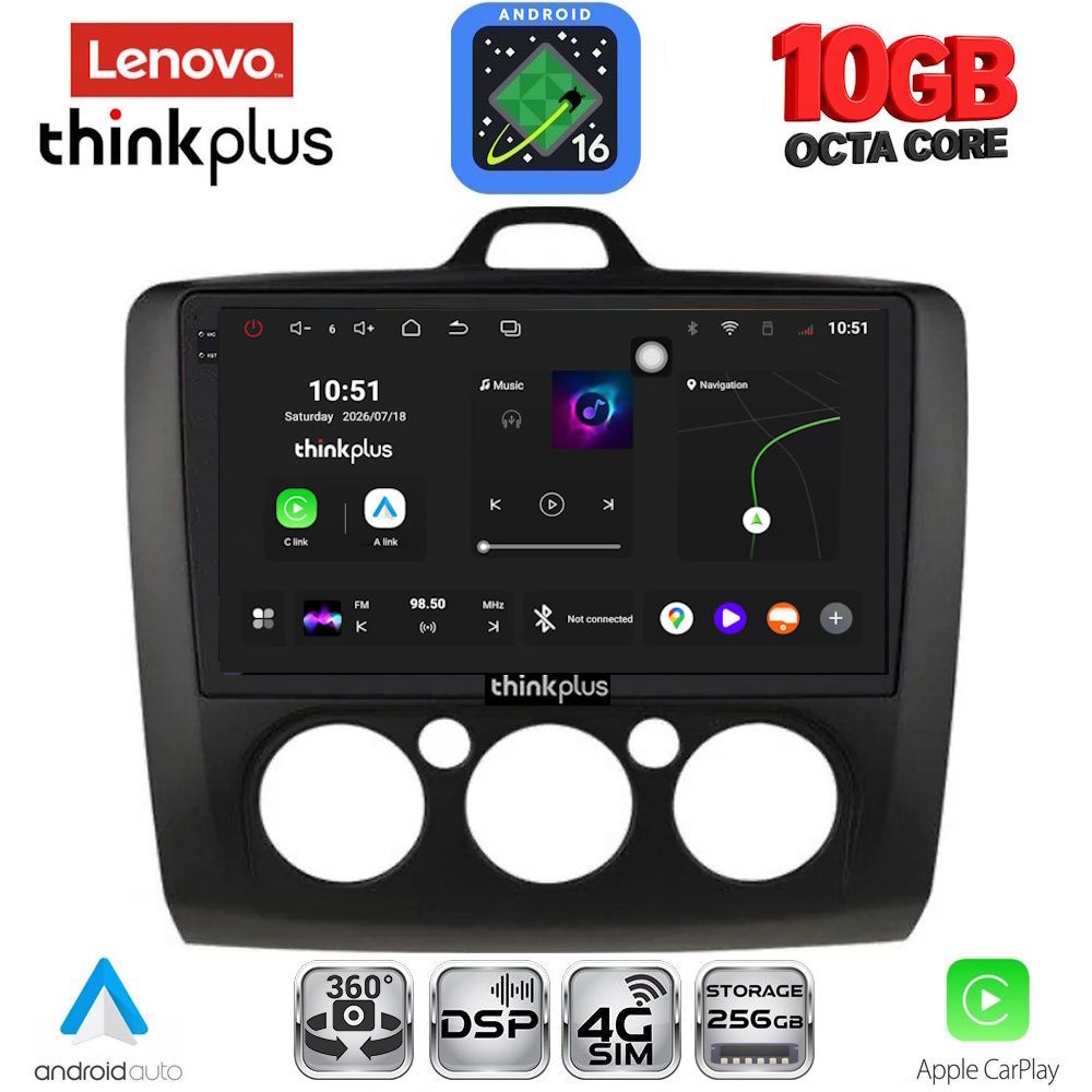 LENOVO LTM 11156BL_CPA A/C (9inc) MULTIMEDIA TABLET for FORD FOCUS mod. 2005-2012 (BLACK)