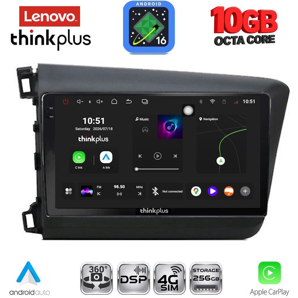 LENOVO LTM 111904D_CPA (9inc) MULTIMEDIA TABLET for HONDA CIVIC 4Doors mod. 2012-2016