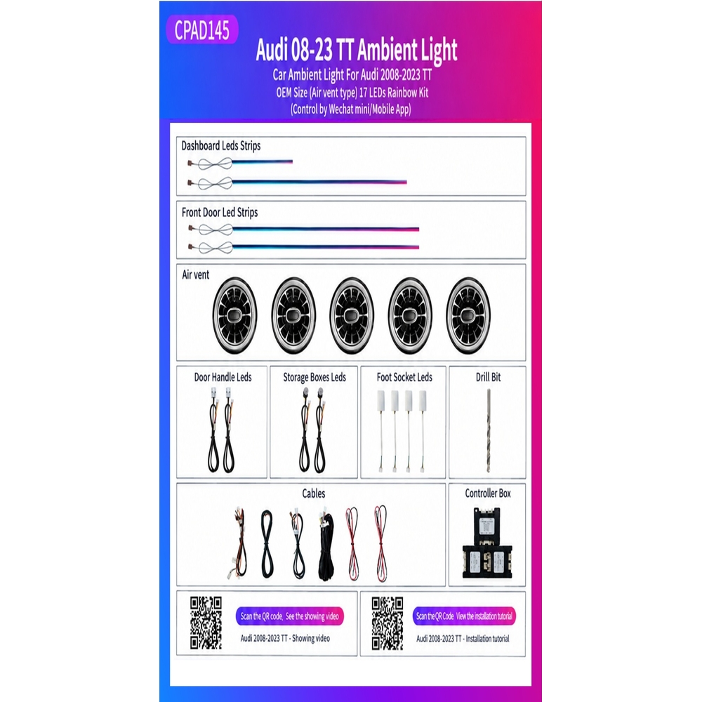 Ατμοσφαιρικός Φωτισμός Audi TT 2008-2023 OEM Ambient Light Kit