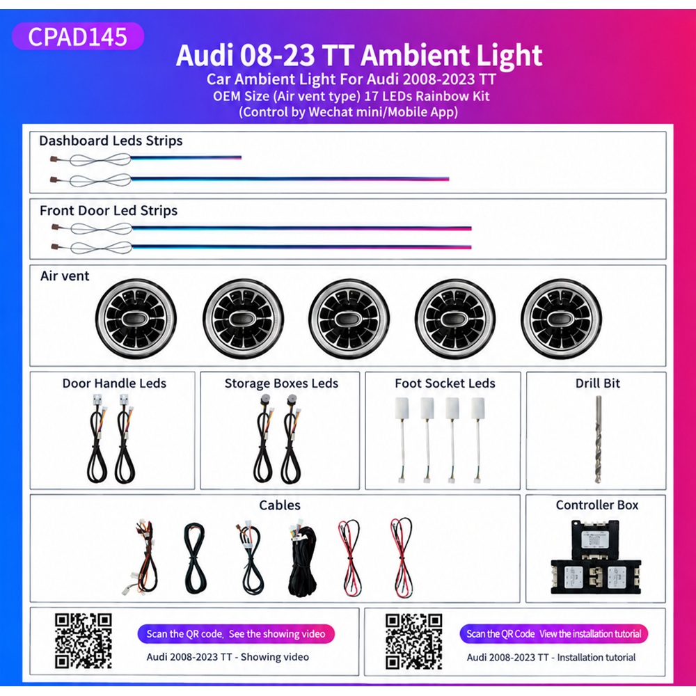 Ατμοσφαιρικός Φωτισμός Audi TT 2008-2023 OEM Ambient Light Kit
