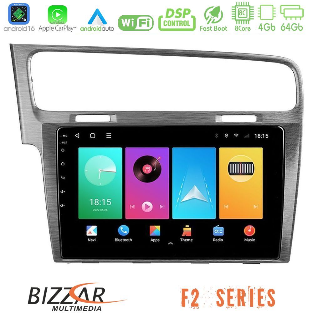 Bizzar F2 Series 8Core Android16 4+64GB  VW GOLF 7 Navigation Multimedia Tablet 10"