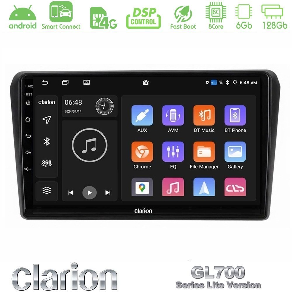 Clarion GL700 Lite Series 8Core Android ClarionOS 6+128GB Toyota Avensis T25 02/2003–2008 Navigation Multimedia Tablet 9" Με Carplay & Android Auto