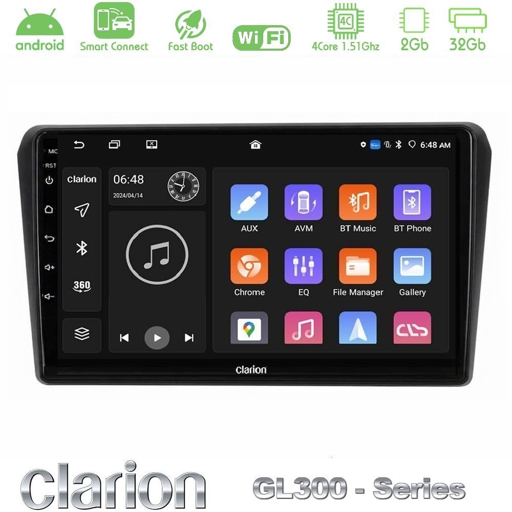Clarion GL300 Series 4Core Android ClarionOS 2+32GB Toyota Avensis T25 02/2003–2008 Navigation Multimedia Tablet 9" Με Carplay & Android Auto