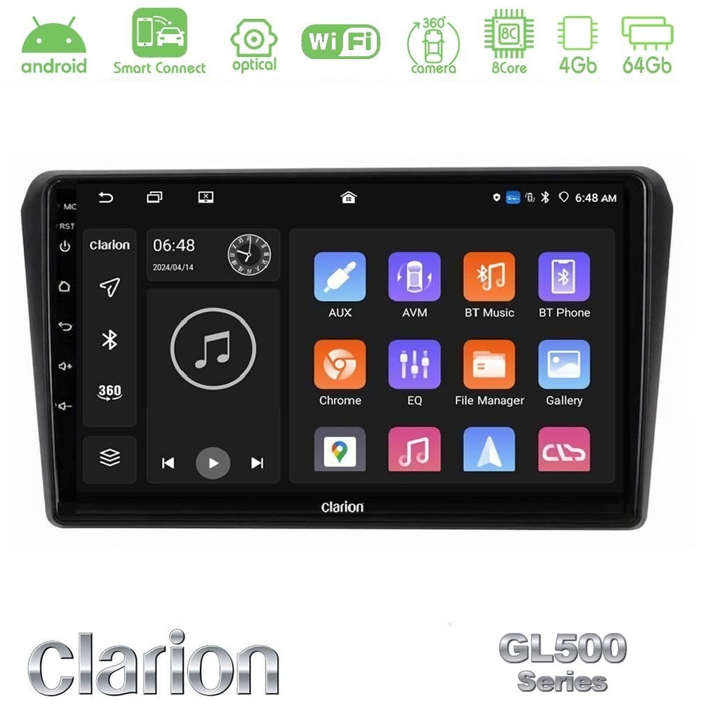 Clarion GL500 Series 8Core Android ClarionOS 4+64GB  Toyota Avensis T25 02/2003–2008 Navigation Multimedia Tablet 9"