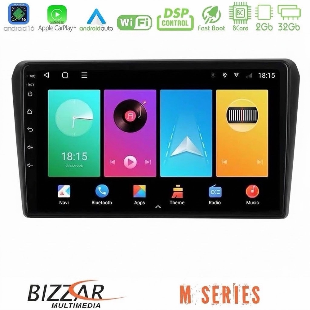 Bizzar M Series 8Core Android16 2+32GB Toyota Avensis T25 02/2003–2008 Navigation Multimedia Tablet 9"