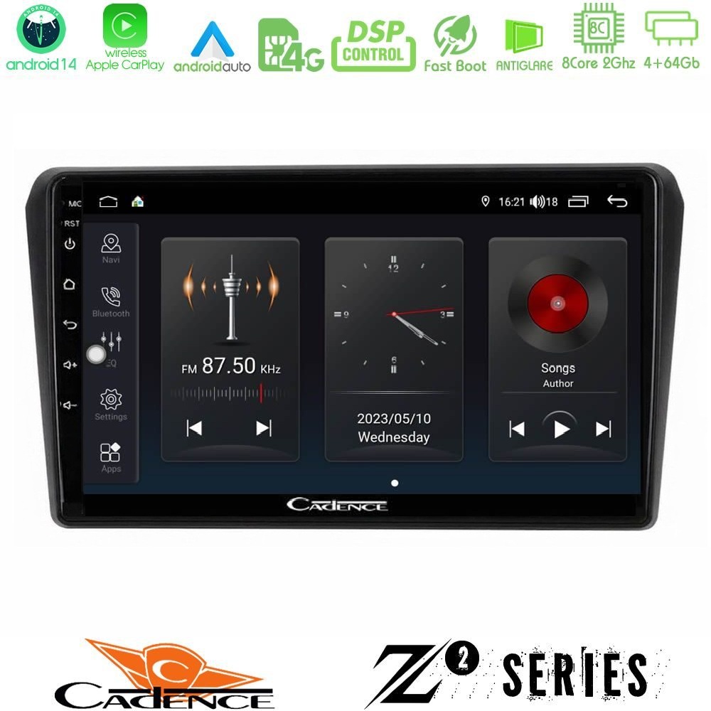 Cadence Z2 Series 8Core Android14 4+64GB  Toyota Avensis T25 02/2003–2008 Navigation Multimedia Tablet 9" Με Carplay & Android Auto