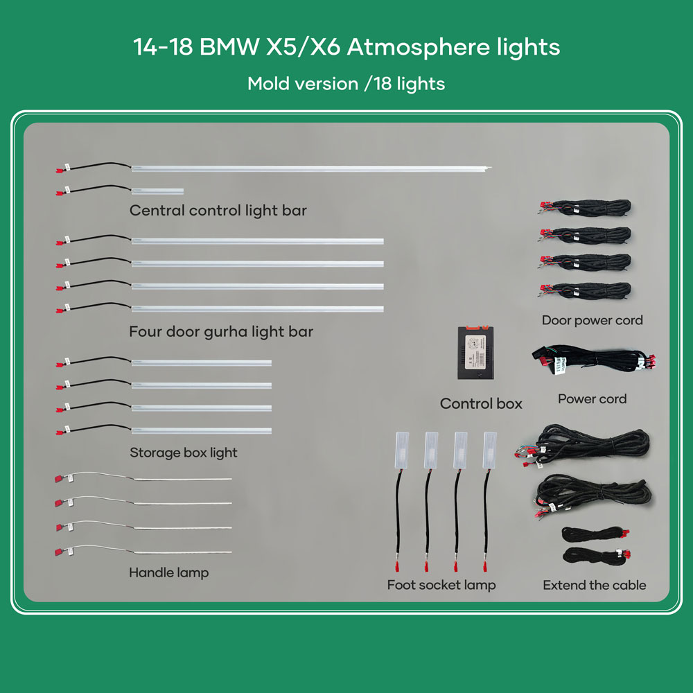 DIQ AMBIENT BMW X5-X6 (F15-F16) (Digital iQ Ambient Light for BMW X5 (F15) / X6 (F16) mod. 2014-2018 with 18 Lights