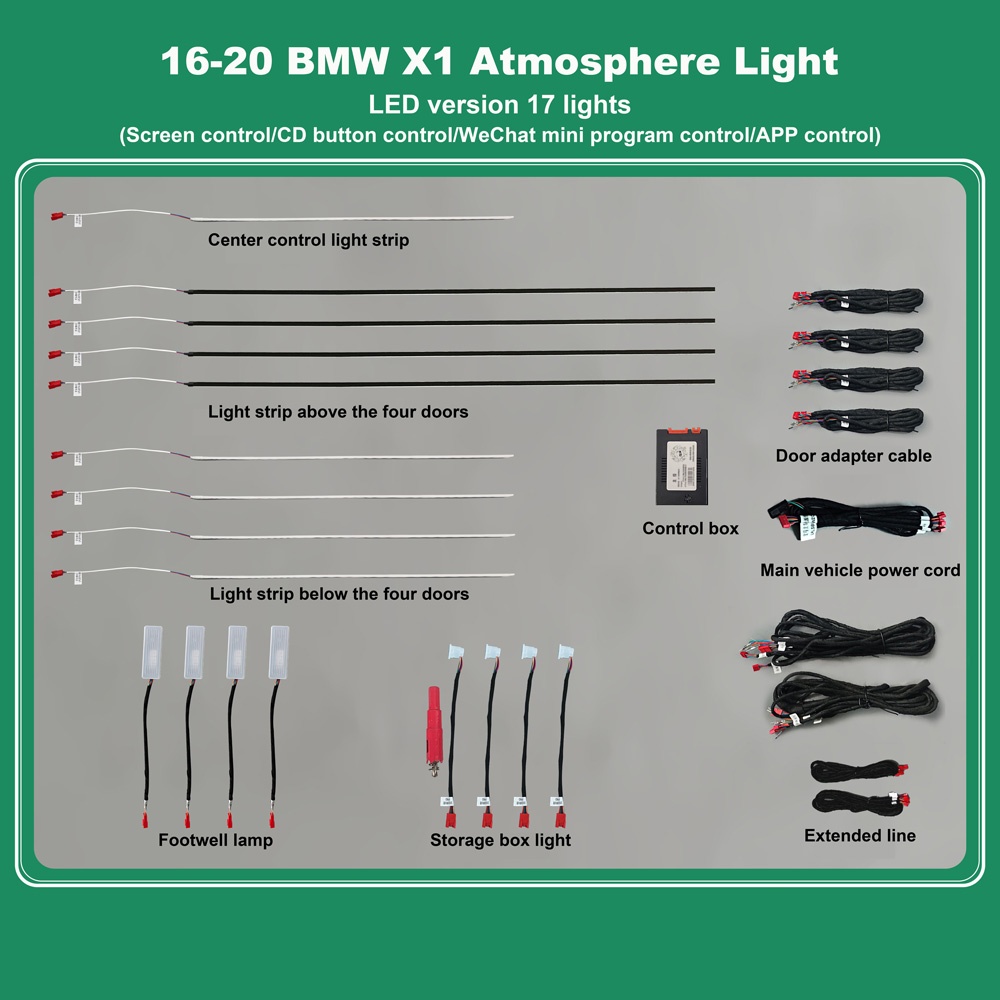 DIQ AMBIENT BMW X1 (F48) (Digital iQ Ambient Light for BMW X1 F48 mod. 2016-2022 with 17 Lights)