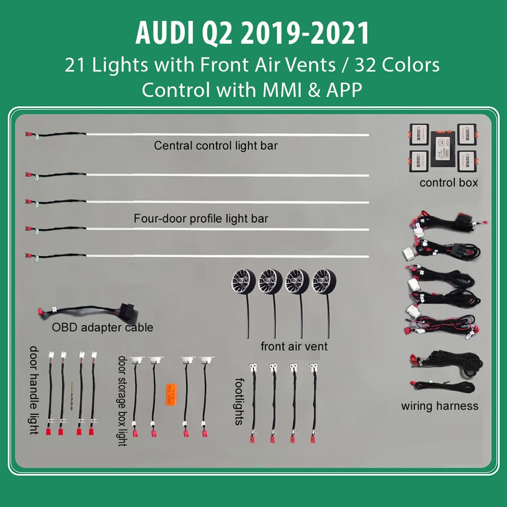 DIQ AMBIENT AUDI Q2 mod. 2017-2025 (Digital iQ Ambient Light for Audi Q2 mod. 2017-2025 with 21 Lights)