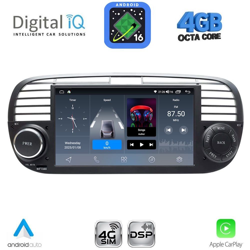 DIGITAL IQ BLG 465BL_CPA (7" DECK) MULTIMEDIA SYSTEM for FIAT 500 mod. 2007-2015 (BLACK) DIGITAL IQ BLG 465BL_CPA (7" DECK) MULTIMEDIA SYSTEM for FIAT 500 mod. 2007-2015 (BLACK)