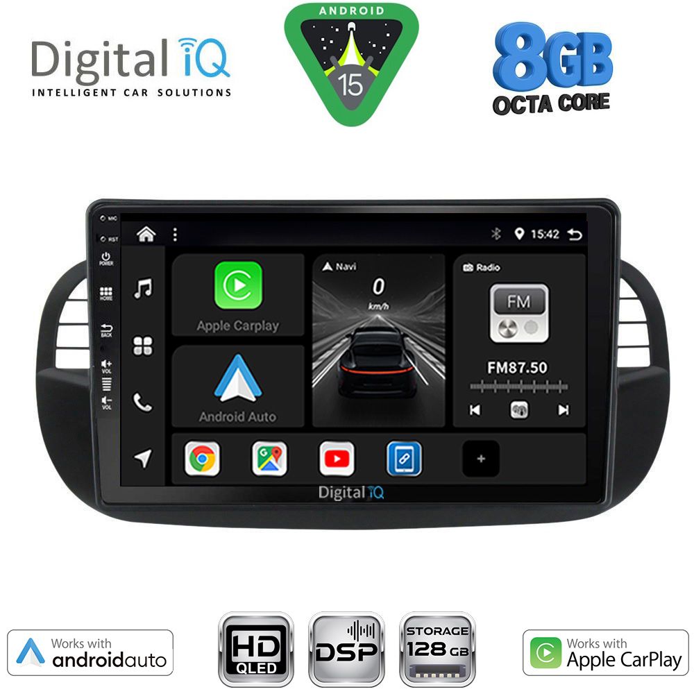 DIGITAL IQ BXF 18130BL_CPAA (9inc) MULTIMEDIA TABLET for FIAT 500 mod. 2007-2015 (BLACK)