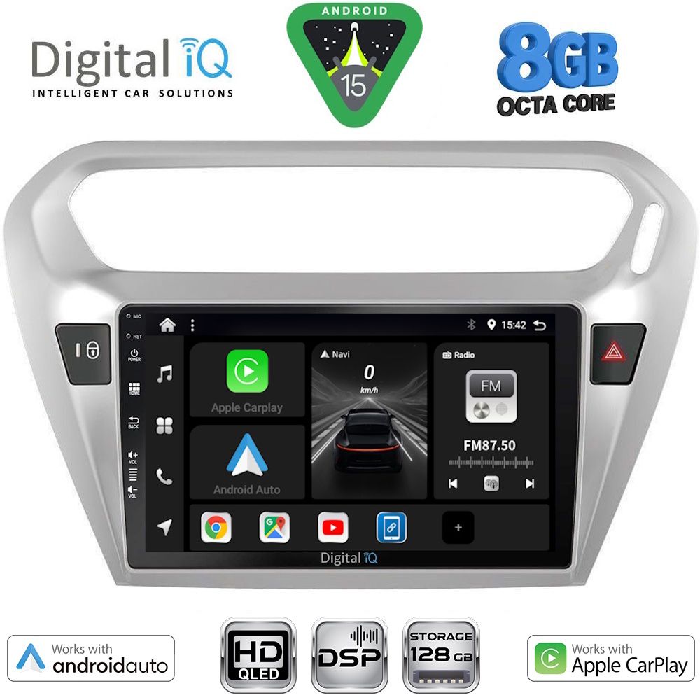 DIGITAL IQ BXF 18511SL_CPAA (9inc) MULTIMEDIA TABLET for CITROEN ELYSEE – PEUGEOT 301 mod. 2013-2026 (SILVER)