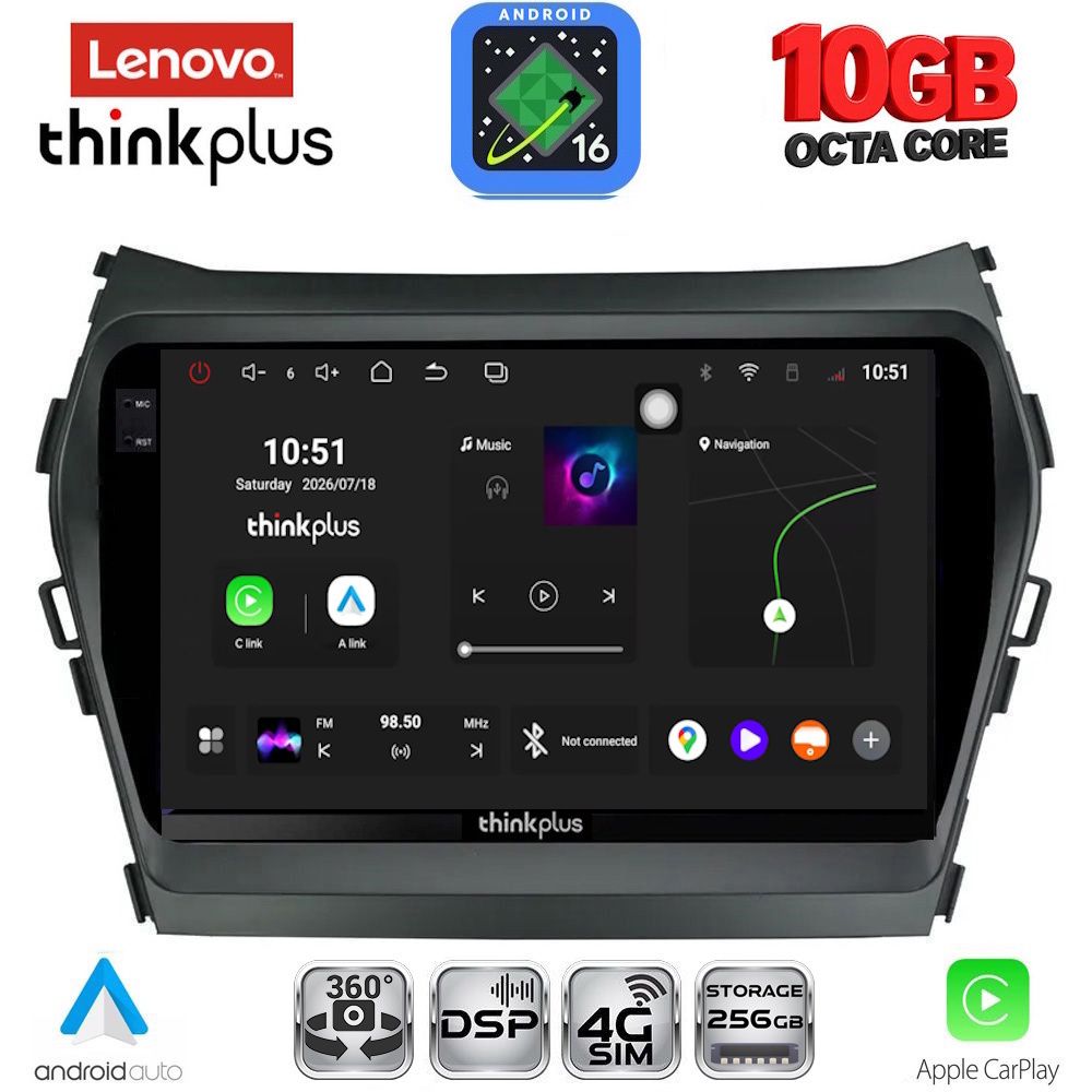 LENOVO LTM 11238_CPA (9inc) MULTIMEDIA TABLET for HYUNDAI IX45 - SANTA FE mod. 2013-2017
