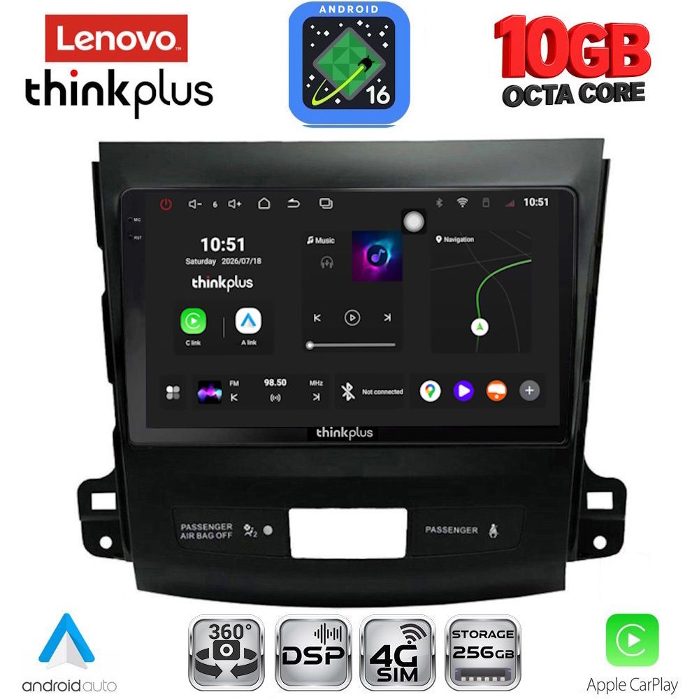 LENOVO LTM 11442_CPA (9inc) MULTIMEDIA TABLET for CITROEN C-CROSSER | MITSUBISHI OUTLANDER | PEUGEOT 4007  mod. 2006-2012